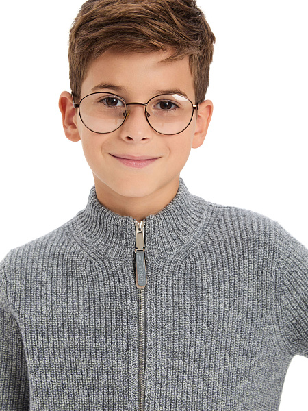 Кардиган шерстяной на молнии для мальчика, цвет пепельный меланж, фото 4