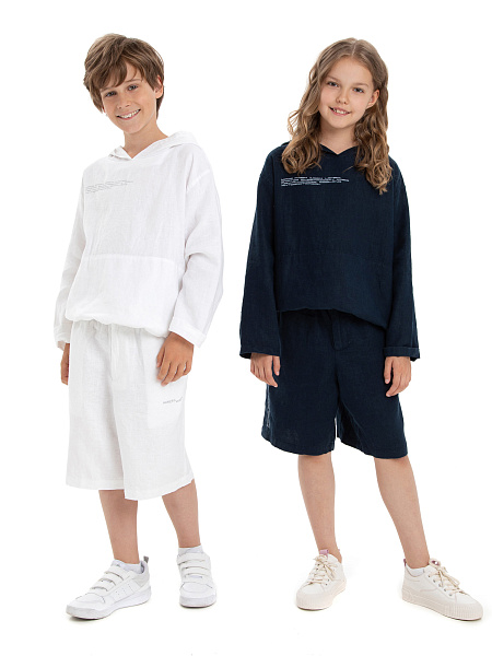 Шорты-бермуды из 100% льна для мальчиков-подростков, цвет белый, фото 5