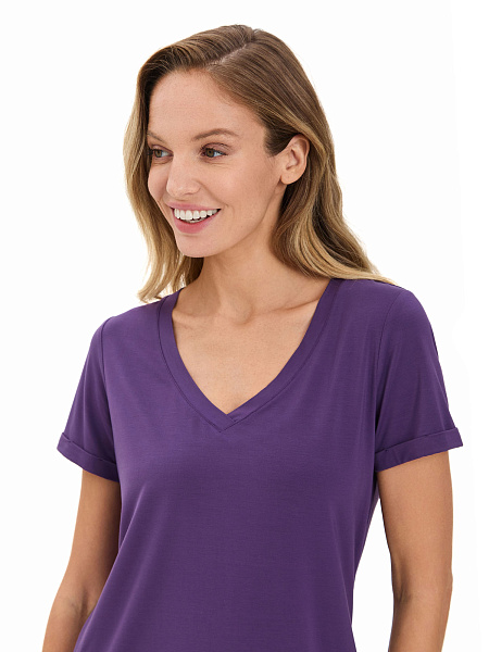 Футболка женская с V-вырезом серии Bamboo, цвет фиолетовый, фото 4