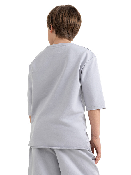 Футболка детская для мальчиков серии Cotton, цвет светло-серый, фото 3