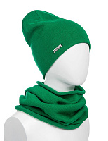 Комплект шапка и снуд из 100% шерсти мериносов для женщин Зеленый