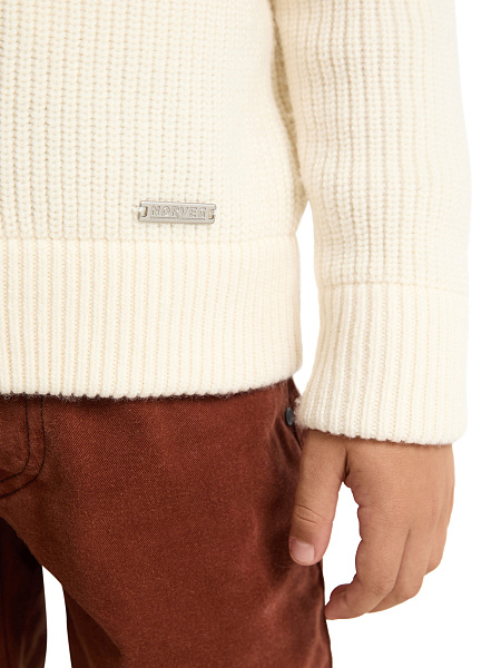 Кардиган шерстяной на молнии для мальчика, цвет молочный, фото 4