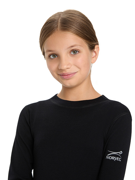 Термофутболка для девочек-подростков серии SOFT. Знак Woolmark, цвет черный, фото 4