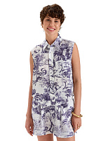 Блуза SILK женская без рукавов Принт светлый Toile de Jouy