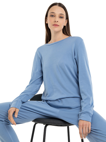 Термопижама для дома и сна женская, цвет голубой пепельный, фото 3