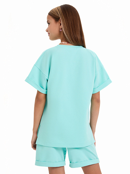 Футболка для девочки ORGANOMICA Cotton, цвет тиффани, фото 3