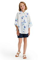 LINEN Рубашка для девочки Белый, паттерн Flowers