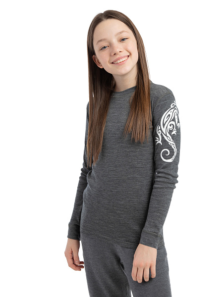 Термофутболка для девочек - подростков серии SOFT TEENS, цвет серый с орнаментом, фото 1