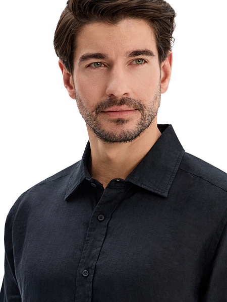 LINEN Рубашка мужская slim, цвет черный, фото 3