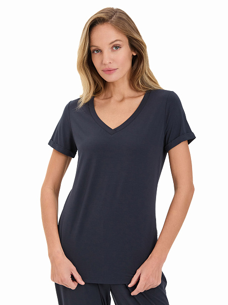 Футболка женская с V-вырезом серии Bamboo, цвет темно-серый, фото 1