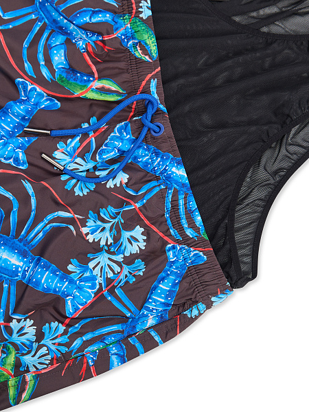 Swimwear Шорты мужские, цвет черный паттерн лобстеры, фото 5