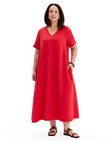 Платье А-силуэта из умягченного льна Алый