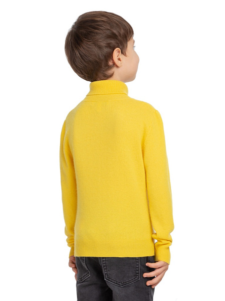 Свитер Cashmere детский для мальчика с высоким воротом, цвет желтый, фото 4