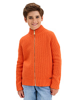 Кардиган шерстяной на молнии для мальчиков-подростков Оранжевый коралл