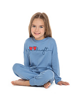 Пижама для девочки из шерсти мериносов Голубой пепельный