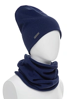 Комплект шапка и снуд из 100% шерсти мериносов Темно-синий