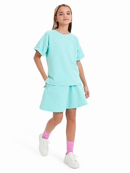 Футболка для девочки ORGANOMICA Cotton, цвет тиффани, фото 1