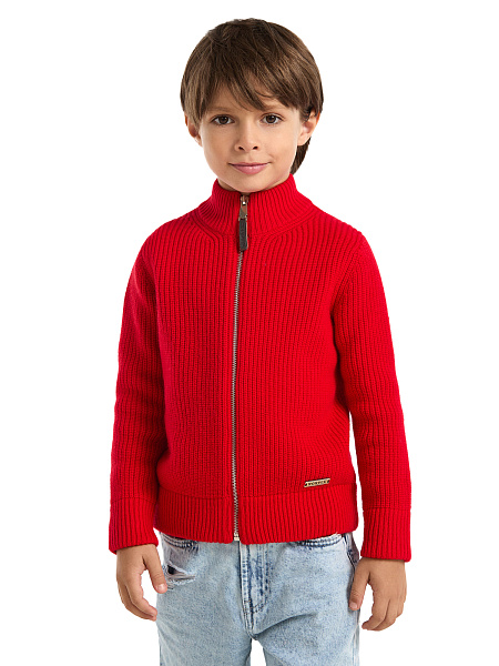 Кардиган шерстяной на молнии для мальчика, цвет красный, фото 1