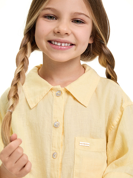 Рубашка для девочки серии LINEN, цвет бледно-желтый, фото 2