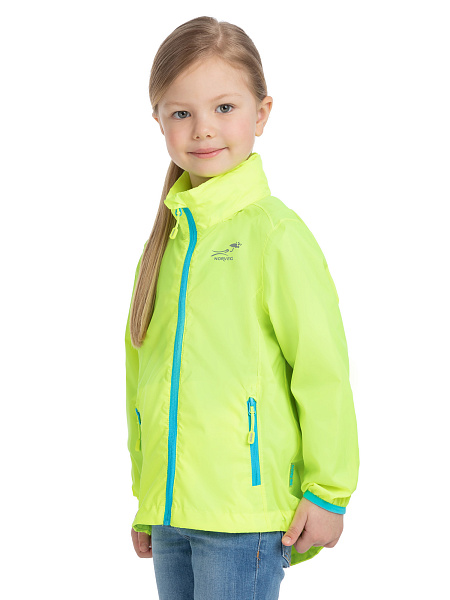 Ультралегкая куртка-ветровка для девочек из мембраны, цвет лайм неон, фото 4