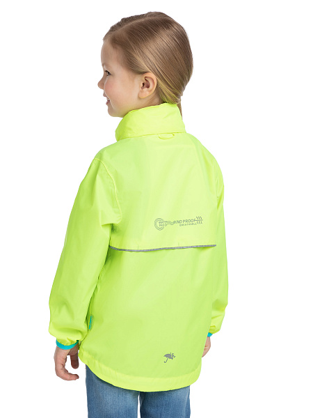 Ультралегкая куртка-ветровка для девочек из мембраны, цвет лайм неон, фото 5
