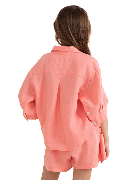 Рубашка для девочки серии LINEN, цвет светло-розовый, фото 3