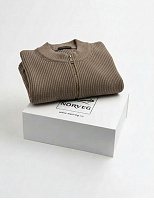 Подарочный набор Кардиган на молнии Merino Knitted для мужчин Серо-коричневый