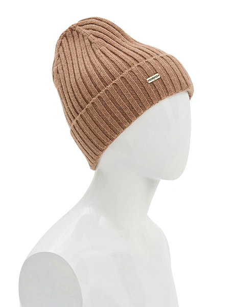 Шерстяная шапка  с отворотом детская, цвет бежевый меланж, фото 2