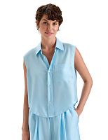 Блуза SILK женская без рукавов Нежно-голубой