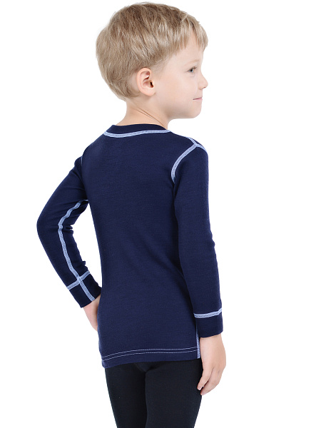Термофутболка для мальчиков с длинным рукавом серии SOFT, цвет синий с отстрочкой, фото 3