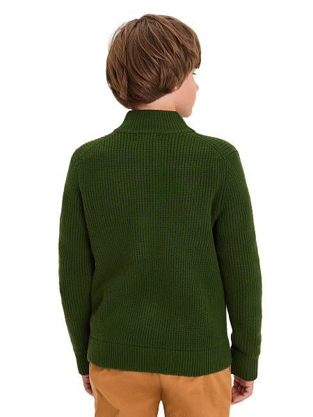 Кардиган шерстяной на молнии для мальчиков-подростков, цвет олива, фото 2