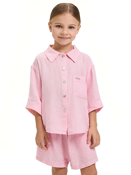 Рубашка для девочки серии LINEN, цвет нежно-розовый, фото 1