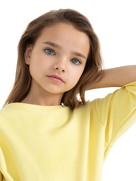 Футболка детская для девочек серии Cotton, цвет желтый, фото 3