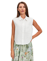 LINEN Блуза женская без рукавов Белый