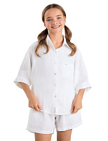 Рубашка для девочек-подростков серии LINEN Белый