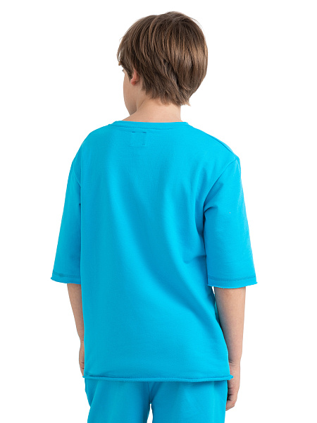 Футболка детская для мальчиков серии Cotton, цвет бирюзовый, фото 5
