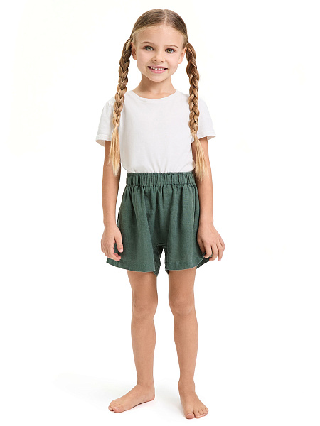 Шорты для девочки серии LINEN, цвет олива, фото 1