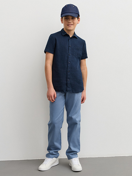 Рубашка для мальчика с коротким, цвет темно-синий, фото 5