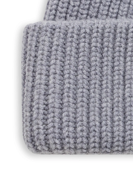 Шапка с отворотом из 100% шерсти, цвет серый меланж, фото 4