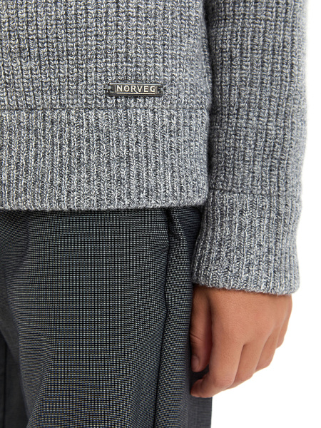 Кардиган шерстяной на молнии для мальчика, цвет пепельный меланж, фото 5