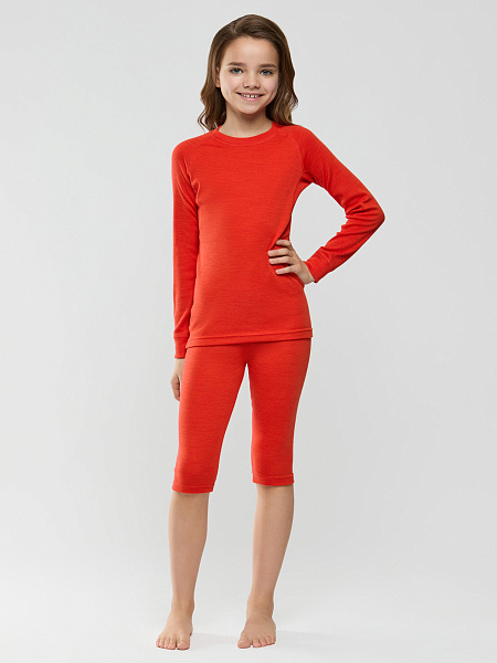 Комплект термобелья для девочек серии SPORT WOOL, цвет красный, фото 2