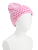 Теплая шапка с отворотом из 100% шерсти Светло-розовый