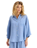 Рубашка женская c широкими рукавами серии LINEN Голубой пепельный