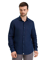 LINEN Рубашка мужская slim Темно-синий