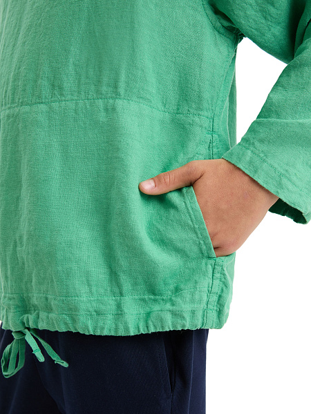 Худи из 100% льна для мальчиков, цвет зеленый, фото 3