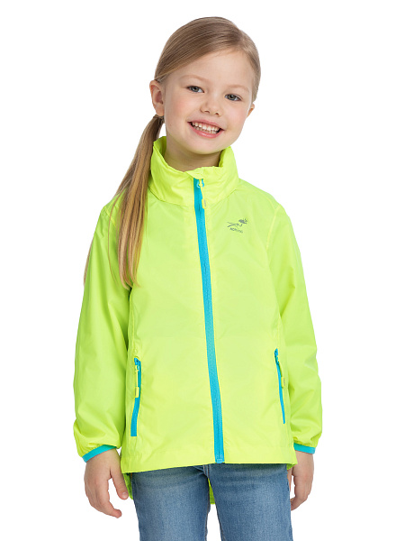 Ультралегкая куртка-ветровка для девочек из мембраны, цвет лайм неон, фото 1