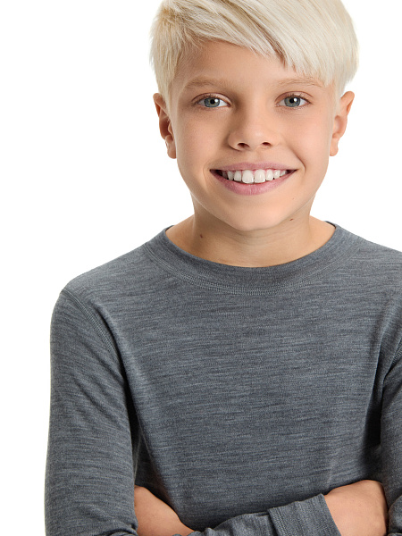 Термофутболка для мальчиков-подростков серии SOFT. Знак Woolmark, цвет серый меланж, фото 4