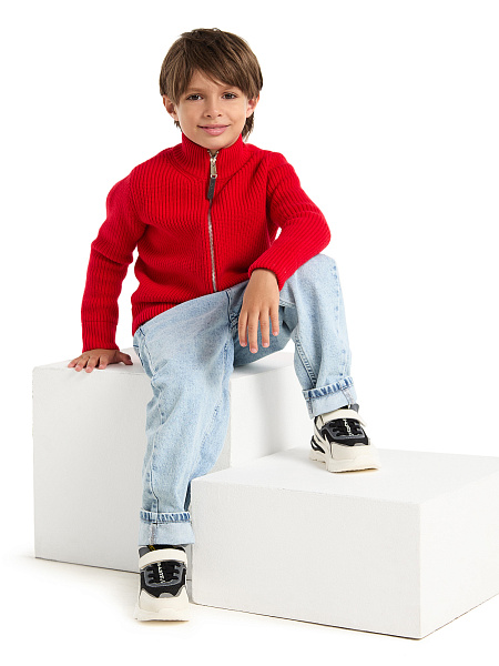 Кардиган шерстяной на молнии для мальчика, цвет красный, фото 6