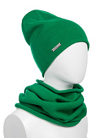 Комплект шапка и снуд из 100% шерсти мериносов для мужчин Зеленый