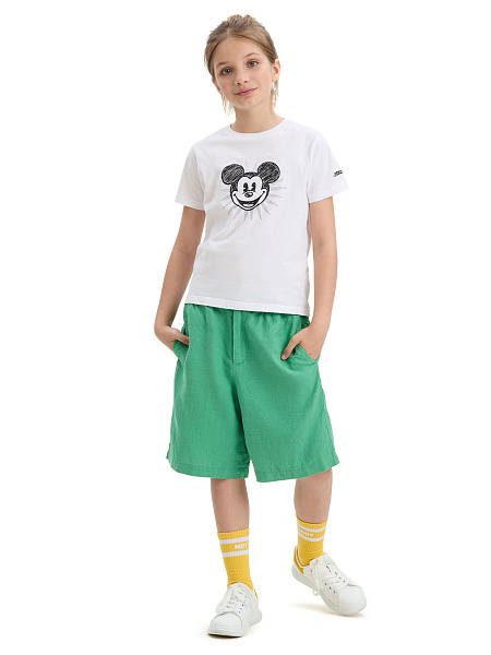 Шорты-бермуды из 100% льна для девочек, цвет зеленый, фото 5